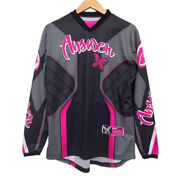 Answer Racing Electra Jersey Women's M | Pink Black Gray Moto BMX Graphic - Picture 3 of 5
